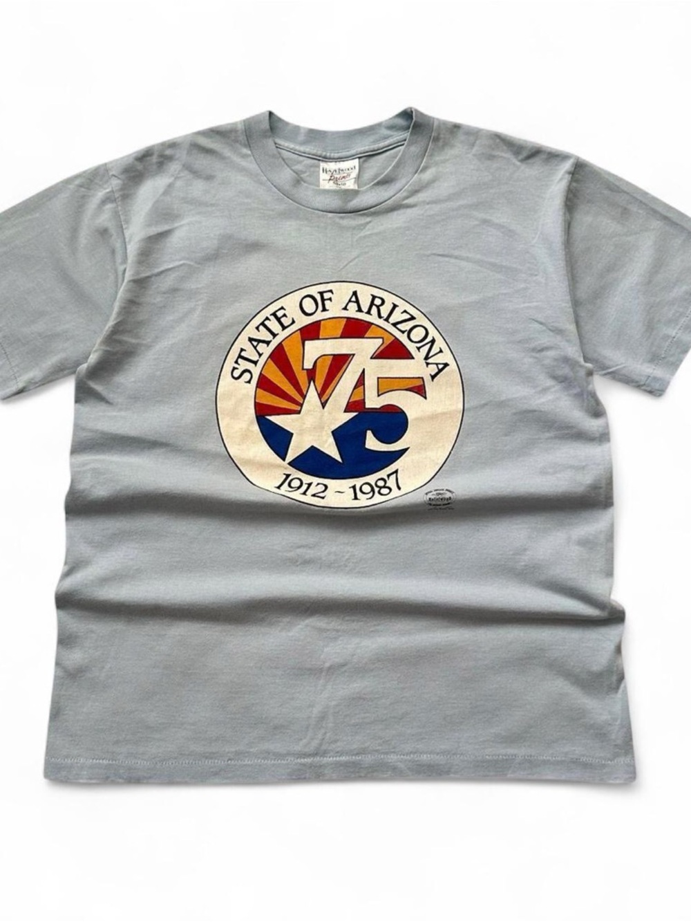 Vintage 1980s State of Arizona 75 Logo Tee - Light Blue men’s large